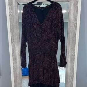 Rails Red V-Neck Bishop Sleeve Sweater Dress
